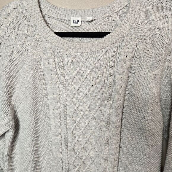 GAP Women's Gray Cable Knit Sweater XL - Picture 2 of 7